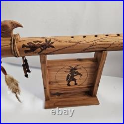 Native American Style Flute Western Cedar 22 Inch Woodburning Kokopelli