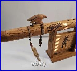 Native American Style Flute Western Cedar 22 Inch Woodburning Kokopelli