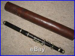 Nice old wooden piccolo flute, 6keys, 6 holes! W. Leather case