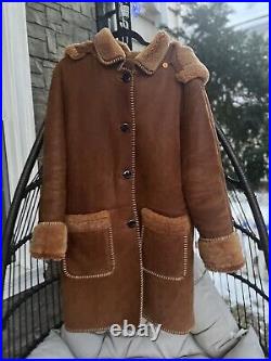 PICCOLO MONDO PELLE Shearling Jacket Coat Womens XL