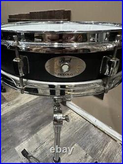 Pearl Black And Chrome Piccolo Snare Drum 13x3 With Pearl S930 Snare Stand Used