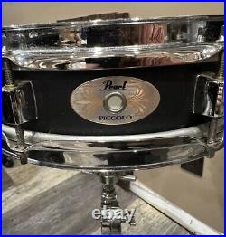 Pearl Black And Chrome Piccolo Snare Drum 13x3 With Pearl S930 Snare Stand Used