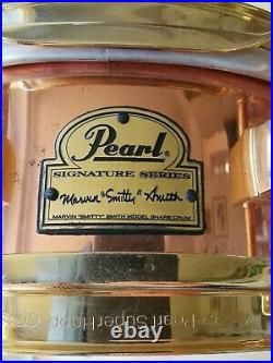Pearl Marvin Smitty Smith 14x4 Copper / Gold Signature Snare Drum RARE