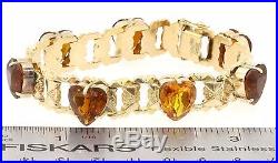 Piccolo Italian Designer Heavy 18k Yellow Gold 21ct Heart Citrine Bracelet
