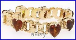 Piccolo Italian Designer Heavy 18k Yellow Gold 21ct Heart Citrine Bracelet