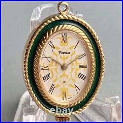 Piccolo Pocket Watch Vintage Manual Winding Oval Roman Case Diameter 25mm Japan