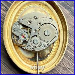 Piccolo Pocket Watch Vintage Manual Winding Oval Roman Case Diameter 25mm Japan