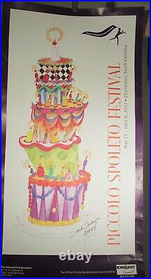 Piccolo Spoleto Festival Poster 2003 BIRTHDAY CAKE SIGNED! BY Sandy Phillips