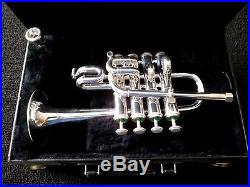 Pristine Getzen Eterna 940 B Flat/ A Silver Plated Piccolo trumpet with Case