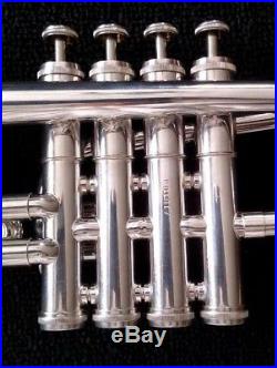 Pristine Getzen Eterna 940 B Flat/ A Silver Plated Piccolo trumpet with Case