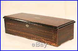 Rare Early Large Inlaid 12-Air Forte Piccolo Tabletop Swiss Cylinder Music Box