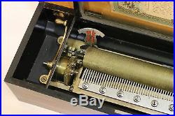 Rare Early Large Inlaid 12-Air Forte Piccolo Tabletop Swiss Cylinder Music Box