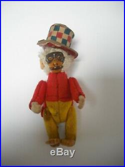 Rare Little Jointed Piccolo Schuco Monkey With Chequered Top Hat