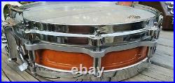 Rare Pearl Vintage Free Floating Piccolo 3.5 Snare Drum Maple Die Cast Amber