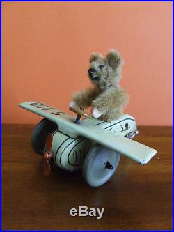Rare Schuco Prewar Roller Airplane Piccolo Bear GC