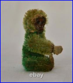 Rare Tiny 2.5 1920s Antique Piccolo Schuco Green Mohair Monkey