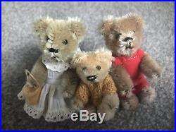 Rare Vintage Schuco Piccolo Teddy Bears The 3 Bears #2- Papa, Mama And Baby Bear