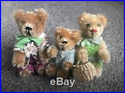 Rare Vintage Schuco Piccolo Teddy Bears The 3 Bears Papa, Mama And Baby Bear