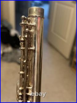 SELMER Silver Plated Open-Hole B-Foot Flute with Case and Cleaning Rod