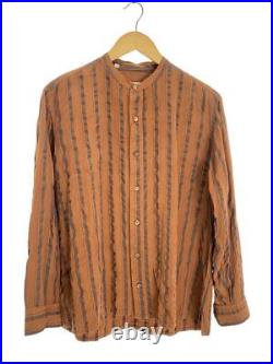 Salvatore Piccolo Band Collar Shirt L BRW Stripe R-CA MC22