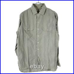 Salvatore Piccolo Cotton Striped Shirt Beige Blue L Used MESC-0 Salvatore Piccolo Cotton Striped Shirt Beige Blue L Used MESC-0