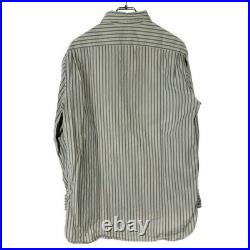 Salvatore Piccolo Cotton Striped Shirt Beige Blue L Used MESC-0 Salvatore Piccolo Cotton Striped Shirt Beige Blue L Used MESC-0