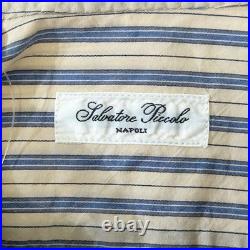 Salvatore Piccolo Cotton Striped Shirt Beige Blue L Used MESC-0 Salvatore Piccolo Cotton Striped Shirt Beige Blue L Used MESC-0