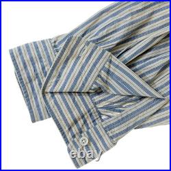 Salvatore Piccolo Cotton Striped Shirt Beige Blue L Used MESC-0 Salvatore Piccolo Cotton Striped Shirt Beige Blue L Used MESC-0