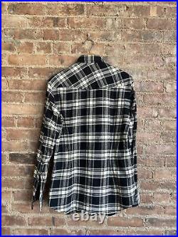 Salvatore Piccolo Mens Western Shirt, Sz 15.5/39, 100% Cotton Flannel Plaid Ital