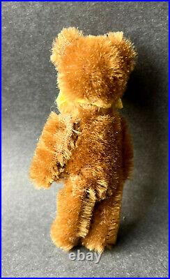 Schuco 1950s Vintage Miniature 3.5 Teddy Bear Piccolo Cinnamon Brown Mohair