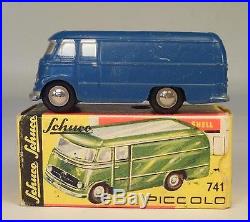 Schuco Piccolo 1/90 No. 741 Mercedes Benz Kasten Lieferwagen blau in Box #4105