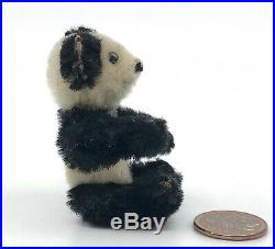 Schuco Piccolo Mini Panda Teddy Bear 6cm 2.5in Mohair Plush over Metal 1920s 30s