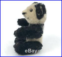 Schuco Piccolo Mini Panda Teddy Bear 6cm 2.5in Mohair Plush over Metal 1920s 30s