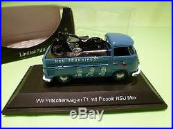 Schuco Vw Volkswagen T1 Pickup Pritschenwagen + Piccolo Nsu Max 143 Nmib