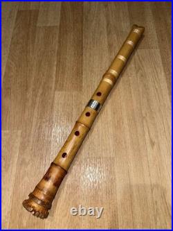 Shakuhachi 1 Shaku 8 Sun Gakuou Akebiyama Bamboo Flute Gold Mouthpiece