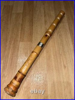 Shakuhachi 1 Shaku 8 Sun Gakuou Akebiyama Bamboo Flute Gold Mouthpiece