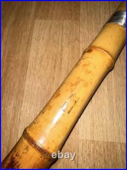 Shakuhachi 1 Shaku 8 Sun Gakuou Akebiyama Bamboo Flute Gold Mouthpiece