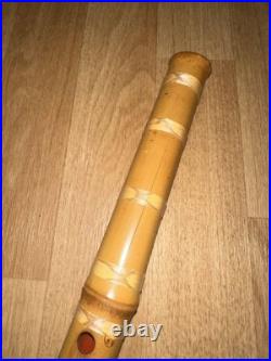 Shakuhachi 1 Shaku 8 Sun Gakuou Akebiyama Bamboo Flute Gold Mouthpiece