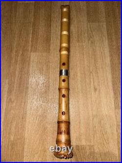 Shakuhachi 1 Shaku 8 Sun Gakuou Akebiyama Bamboo Flute Gold Mouthpiece