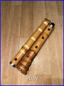 Shakuhachi 1 Shaku 8 Sun Gakuou Akebiyama Bamboo Flute Gold Mouthpiece