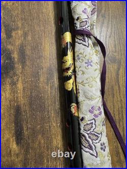 Shishida Shinobue Flute 6 Holes Dragon Design Japan Maki-e