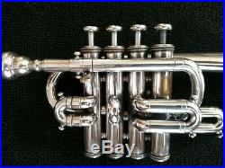 Silver Plated Yamaha Custom 4 Valve Professional Piccolo Trumpet w Schilke Mpc