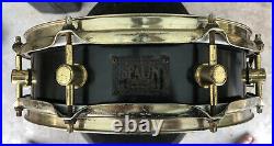 Spaun Drums USA Custom 4 x 13 Black Matte Maple Piccolo Snare Drum Gold Plated