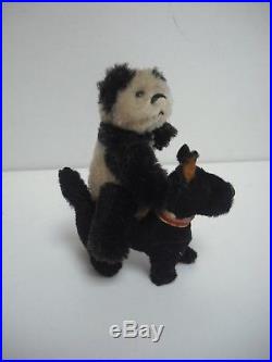 Tiny Schuco Piccolo Panda Teddy Bear & Doggie Friend