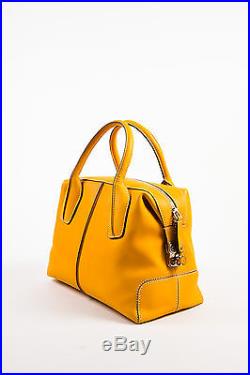 Tod's $1665 Yellow Leather Bauletto Piccolo Satchel Bag With Shoulder Strap