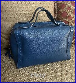 Tods Don Bauletto Gommino Piccolo Leather Satchel Handbag Petrol Blue