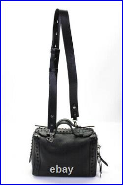 Tods Womens Don Bauletto Gommino Piccolo Satchel Handbag Black Pebbled Leather