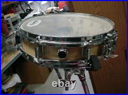 Very Nice LUDWIG Maple Shell Piccolo 13 Snare Drum Evans Head & Stand No Res#1