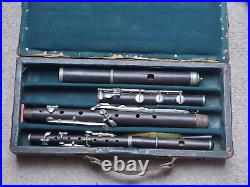 Very old, nice wooden flute & piccolo set in 1 case F. Haloun, Plzen
