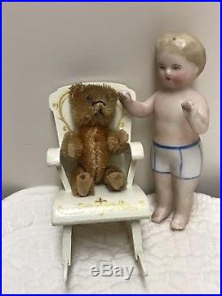 Vintage Antique 2.5 Schuco Piccolo Teddy Bear Jointed Mohair Felt Pads Germany